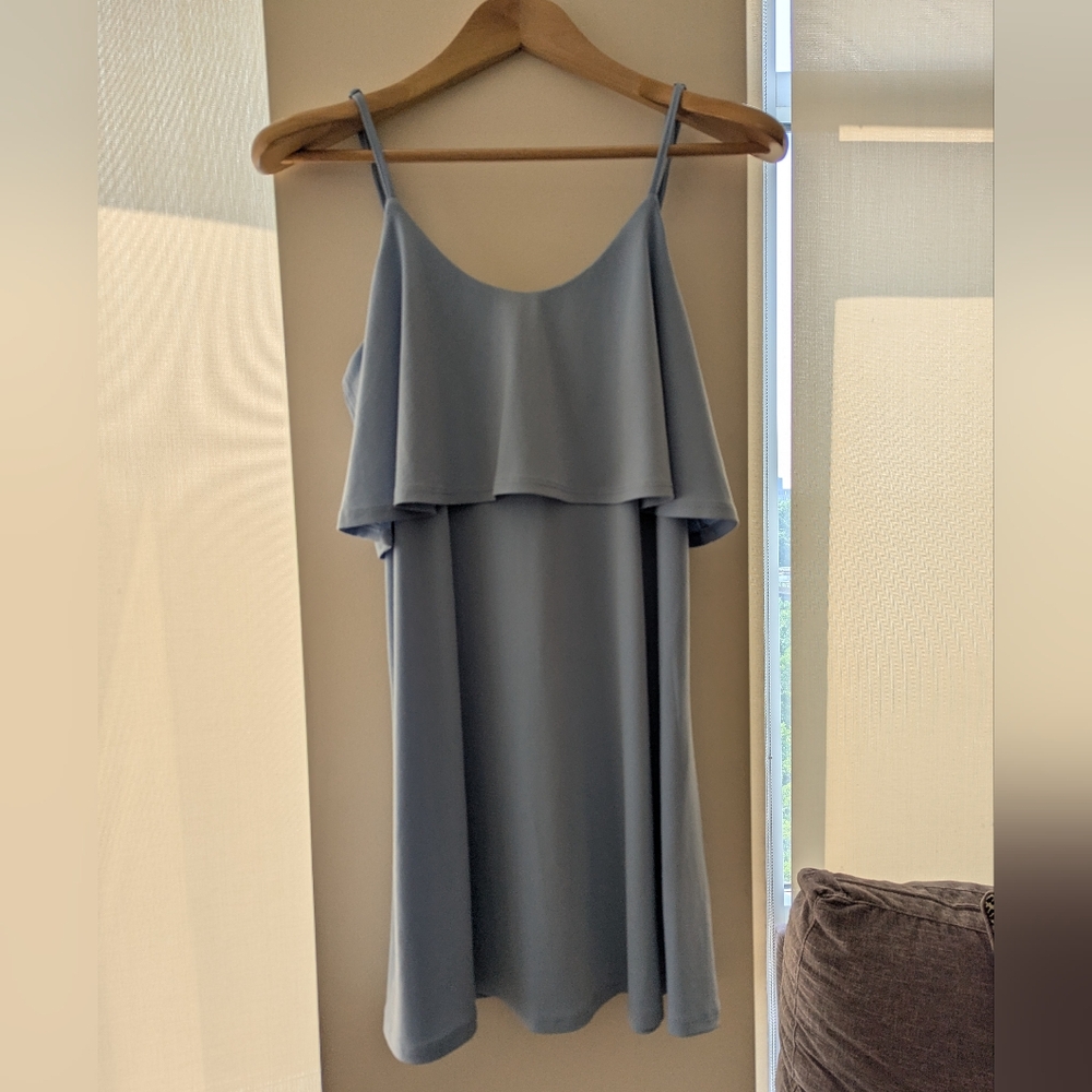 Express Light Blue Ruffle Cami Sleeveless Dress